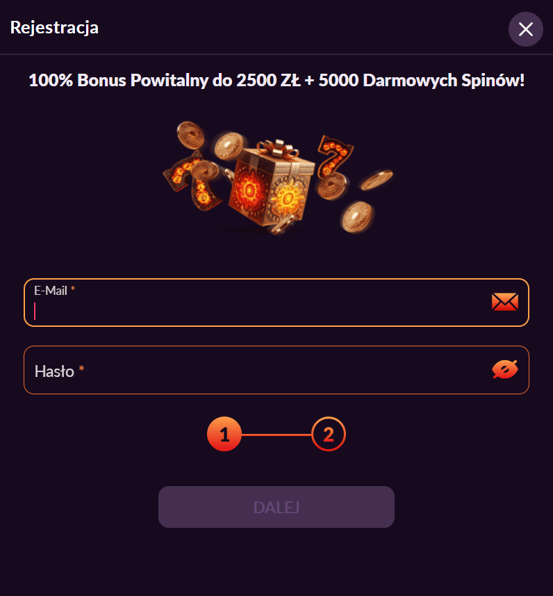 Proces rejestracji konta w Fireball Casino
